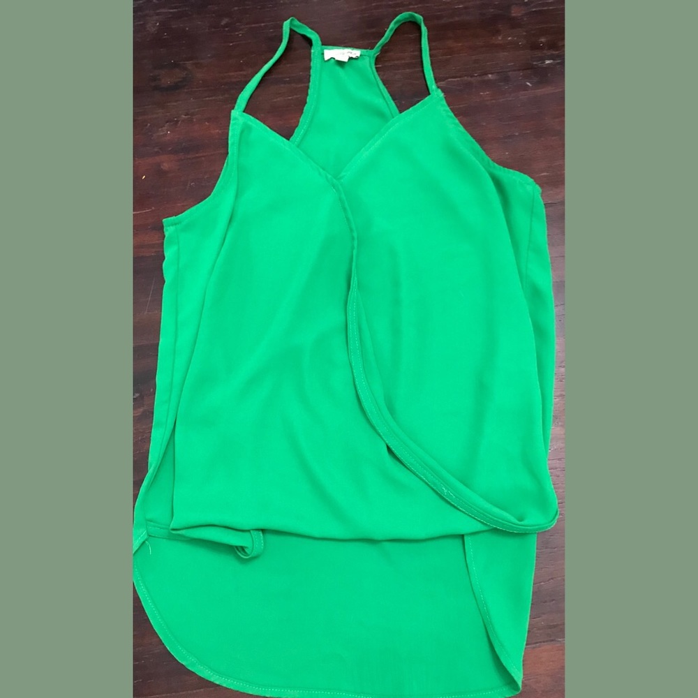 Green chiffon split tank